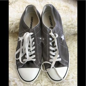 Gray canvas Converse One Star sneakers